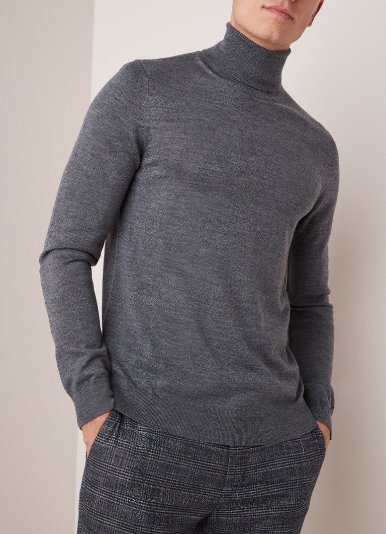 Reiss - Caine fijngebreide coltrui van wol - Middengrijs