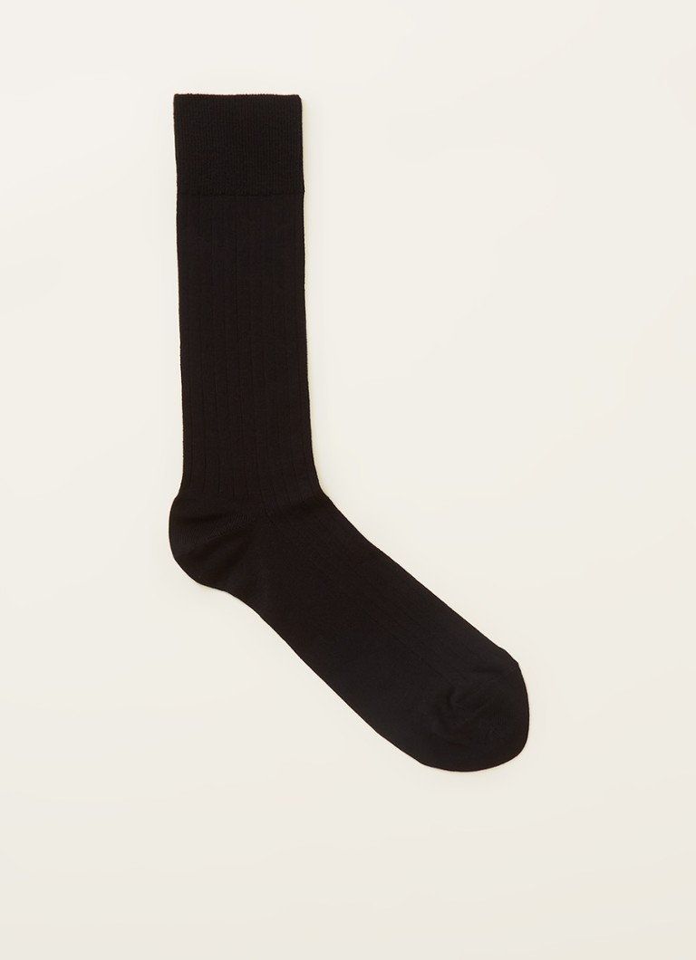 Reiss - Fela ribgebreide sokken - Zwart