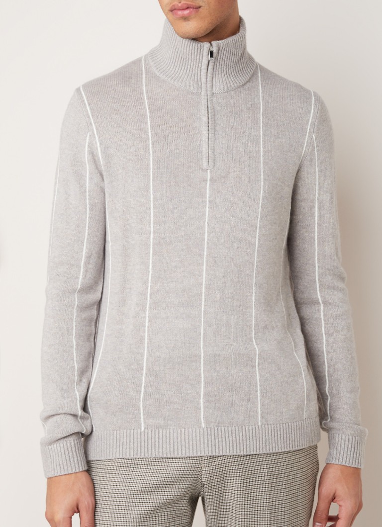 Reiss - Innis fijngebreide coltrui met halve rits - Beige