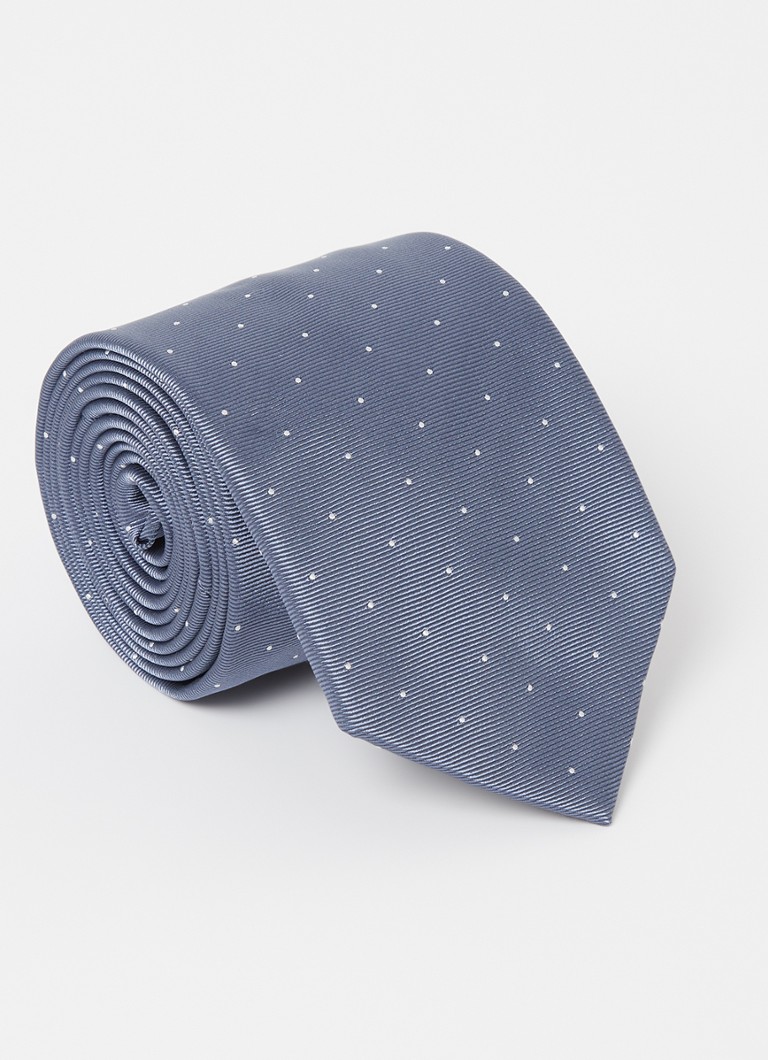 Reiss - Liam stropdas in zijdeblend met stippenprint - Blauwgrijs