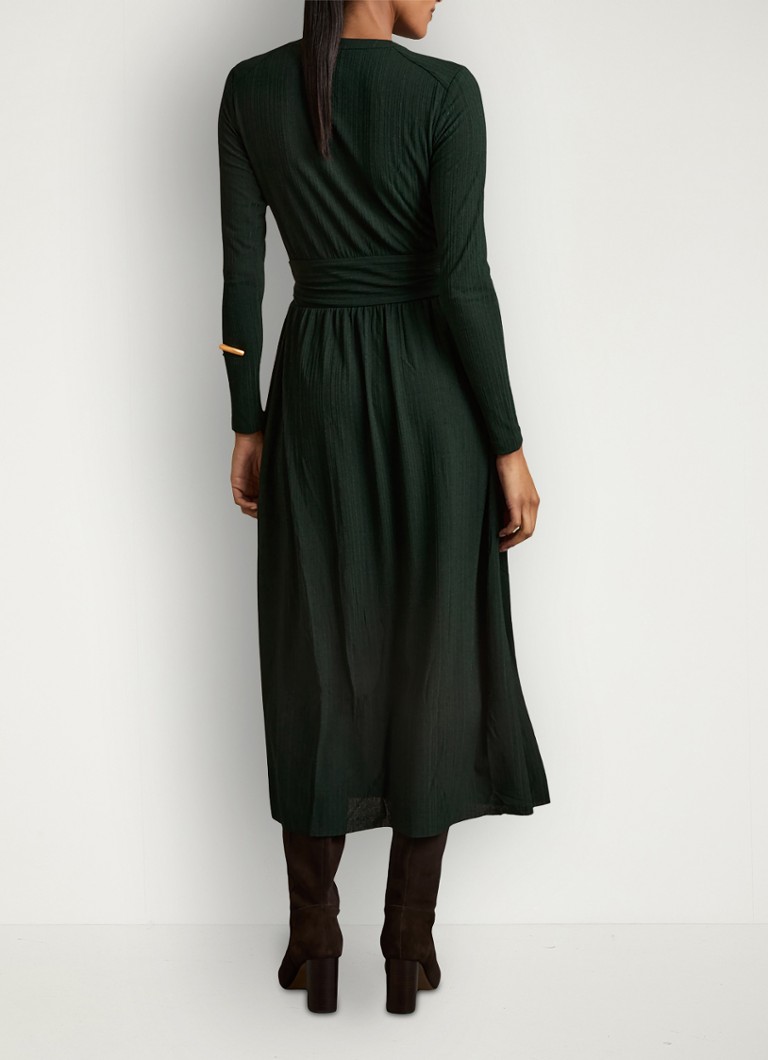 Reiss Madeline maxi wikkeljurk van jersey • Donkergroen