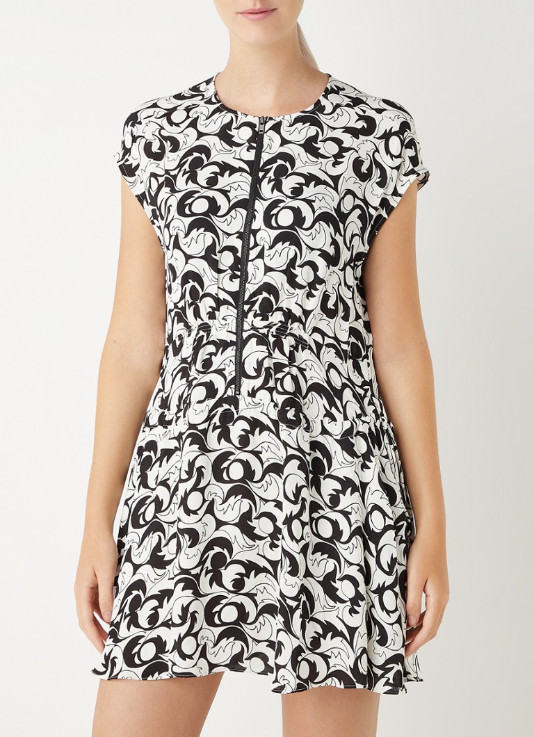 Reiss - Marie mini jurk met grafische print en trekkoord - Wit