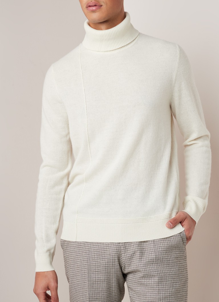 Reiss - Monty fijngebreide coltrui in wolblend - Creme