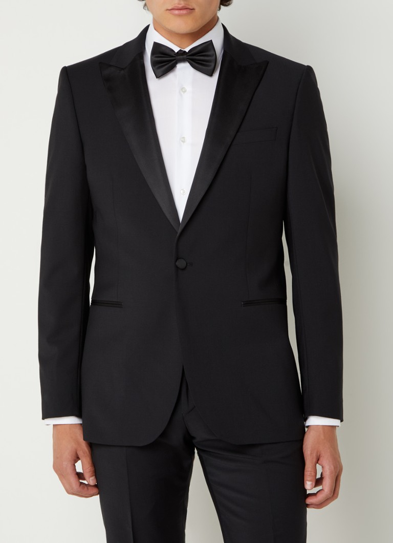 Reiss - Poker slim fit blazer in wolblend met paspelzakken - Zwart