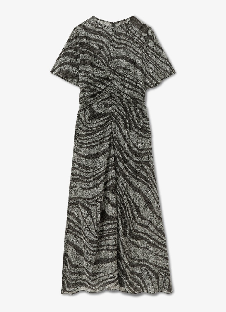 Reiss - Tabitha midi jurk met zebraprint - Grijs