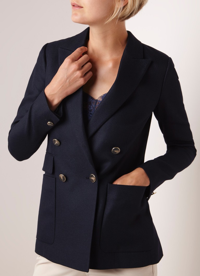 Reiss - Tate double-breasted blazer in wolblend - Donkerblauw