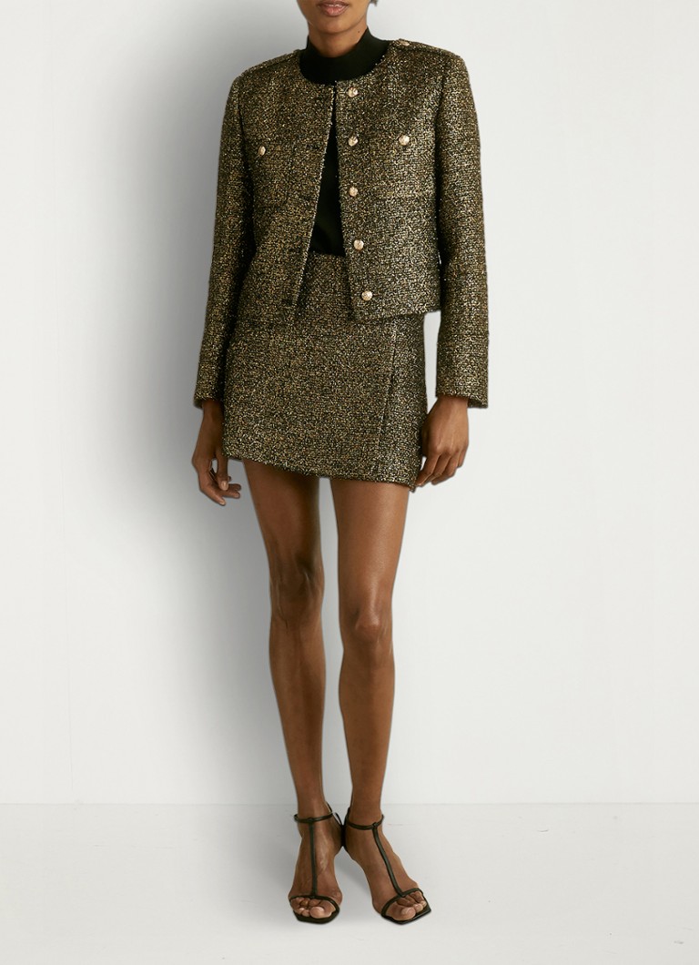 Reiss - Wynee cropped blazer met lurex - Goud
