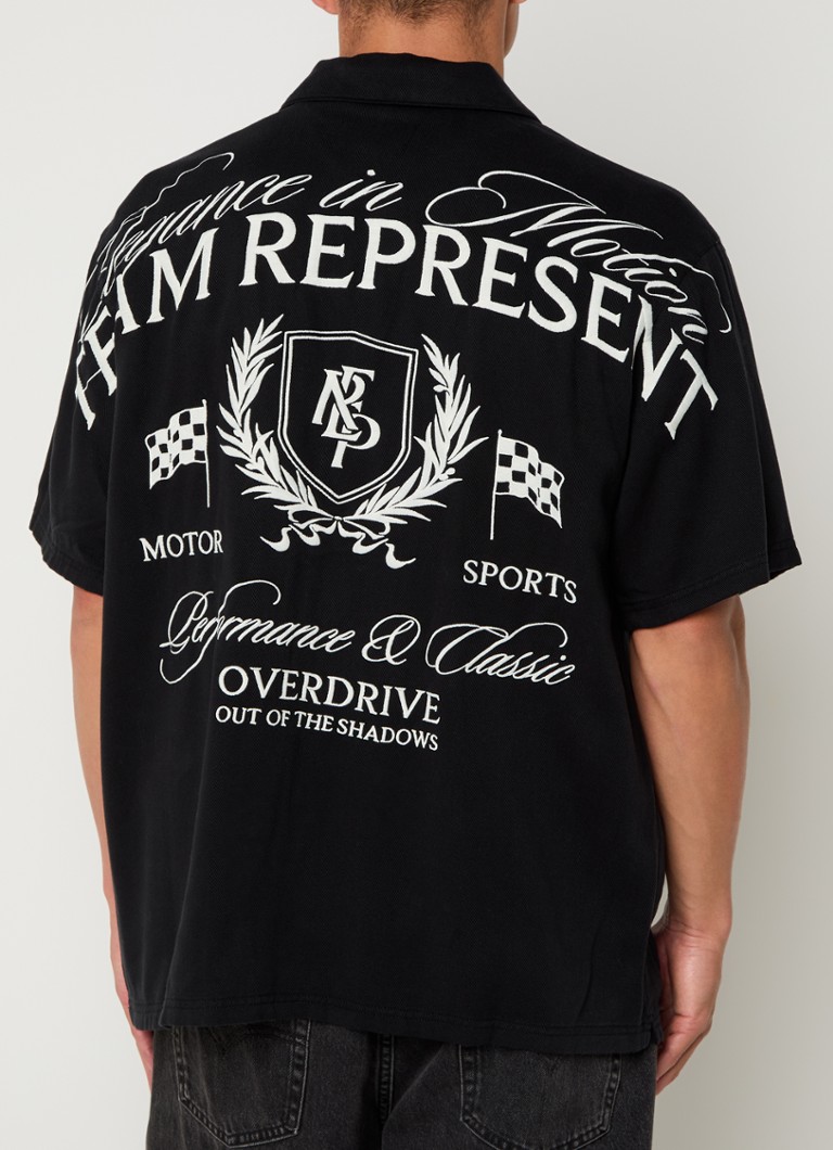 Represent - Regular fit overhemd met logo- en backprint - Zwart