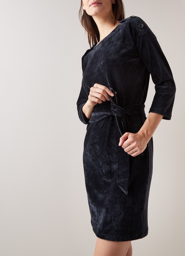 River Woods Mini Jurk Van Corduroy Met Ceintuur Royalblauw De