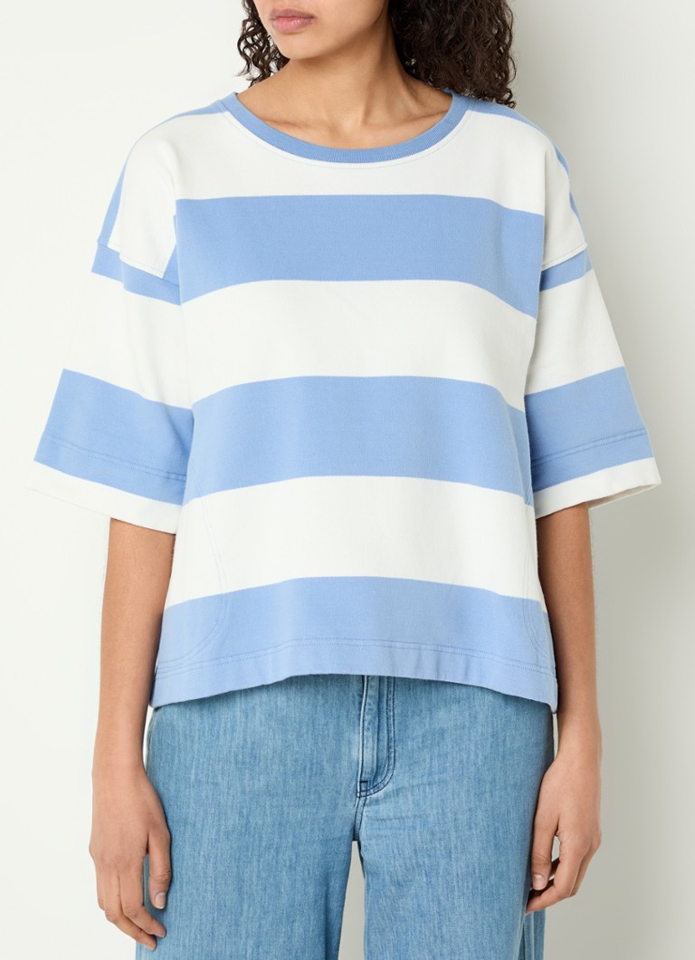 River Woods - Oversized T-shirt met streepprint en borduring - Lichtblauw