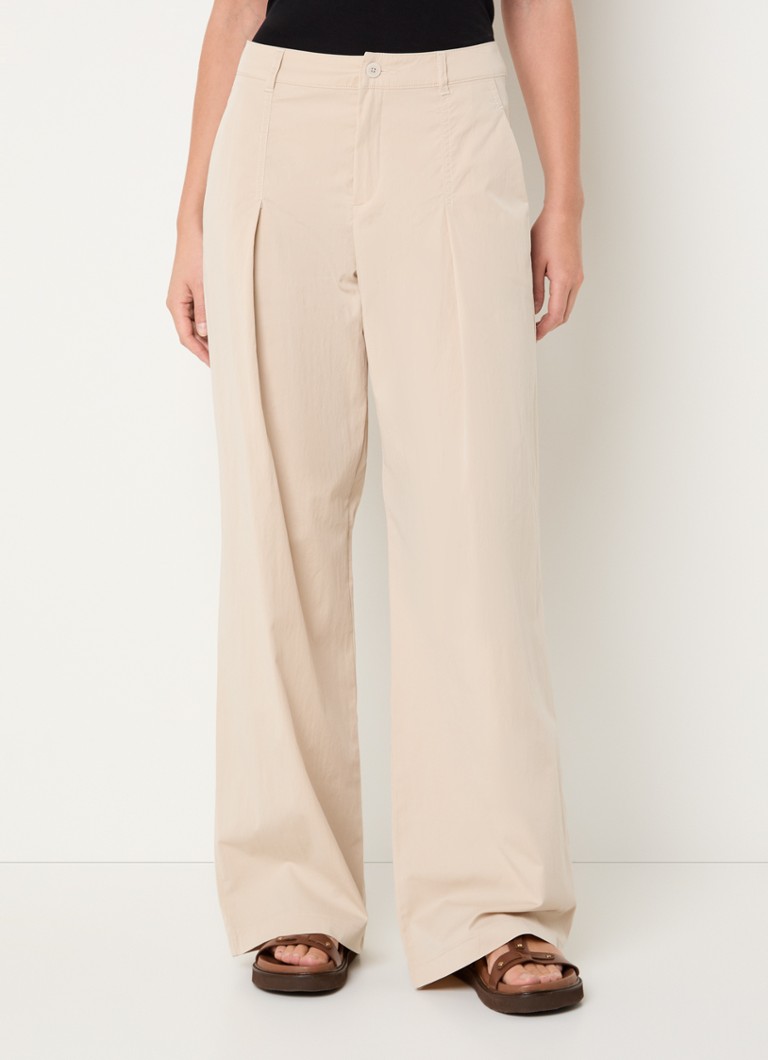 Rosner - Mara high waist wide fit pantalon met steekzakken - Beige