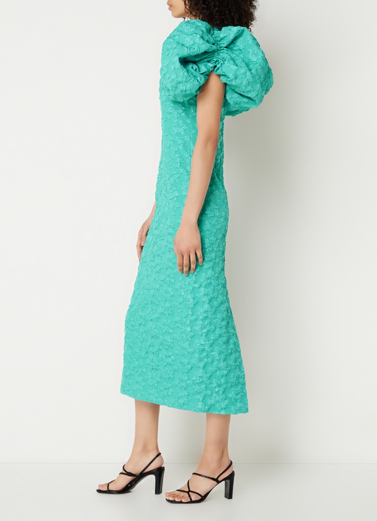 ROTATE Midi jurk met jacquard dessin en pofmouw