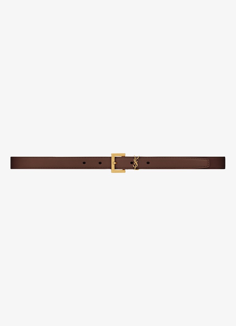 Saint Laurent - Cassandre riem van kalfsleer - Bruin