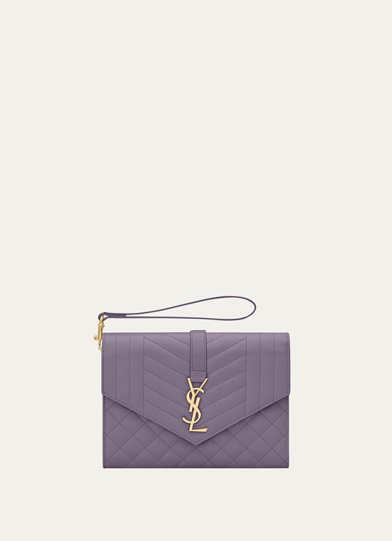 Saint Laurent Envelope clutch van kalfsleer • Paars • deBijenkorf.be
