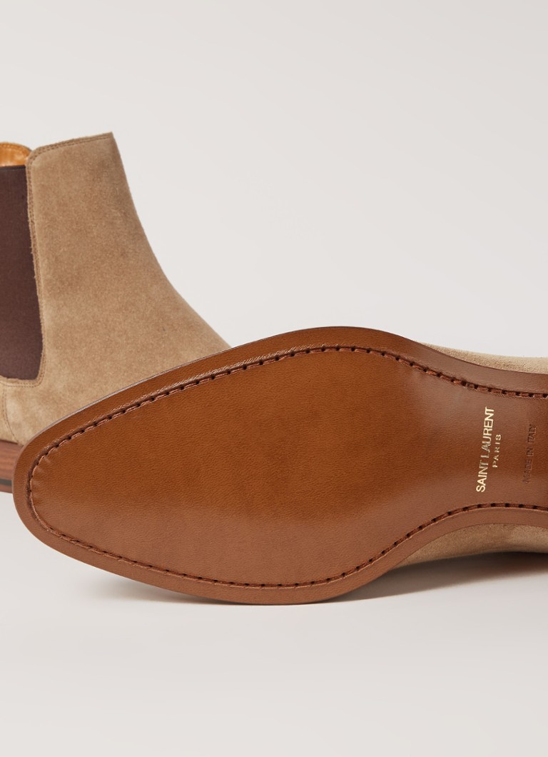 Saint Laurent Wyatt Chelsea Boot Van Kalfssuede Hazelnootbruin De Bijenkorf Be