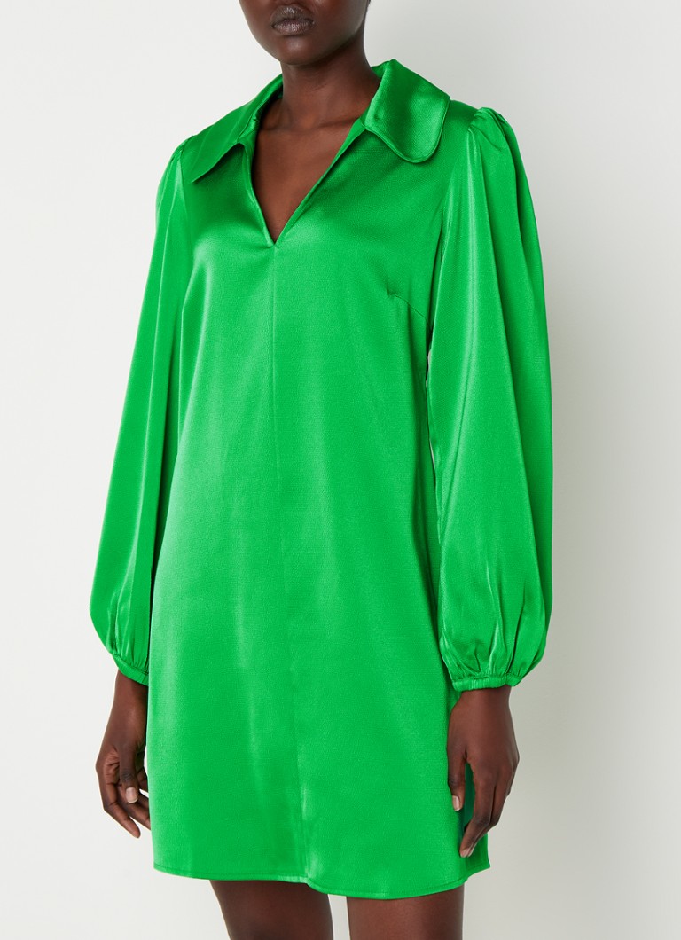SAMSØE SAMSØE - Margot mini tuniekjurk met ballonmouwen - Groen