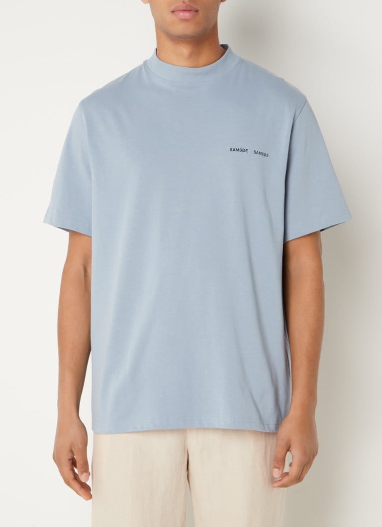 SAMSØE SAMSØE - Norsbro T-shirt met opstaande kraag - Lichtblauw
