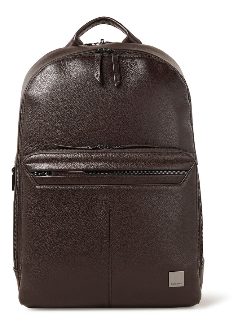 Samsonite Sac A Dos Pour Ordinateur Portable Senzil En Cuir 15 6 Pouces Marron Fonce De Bijenkorf
