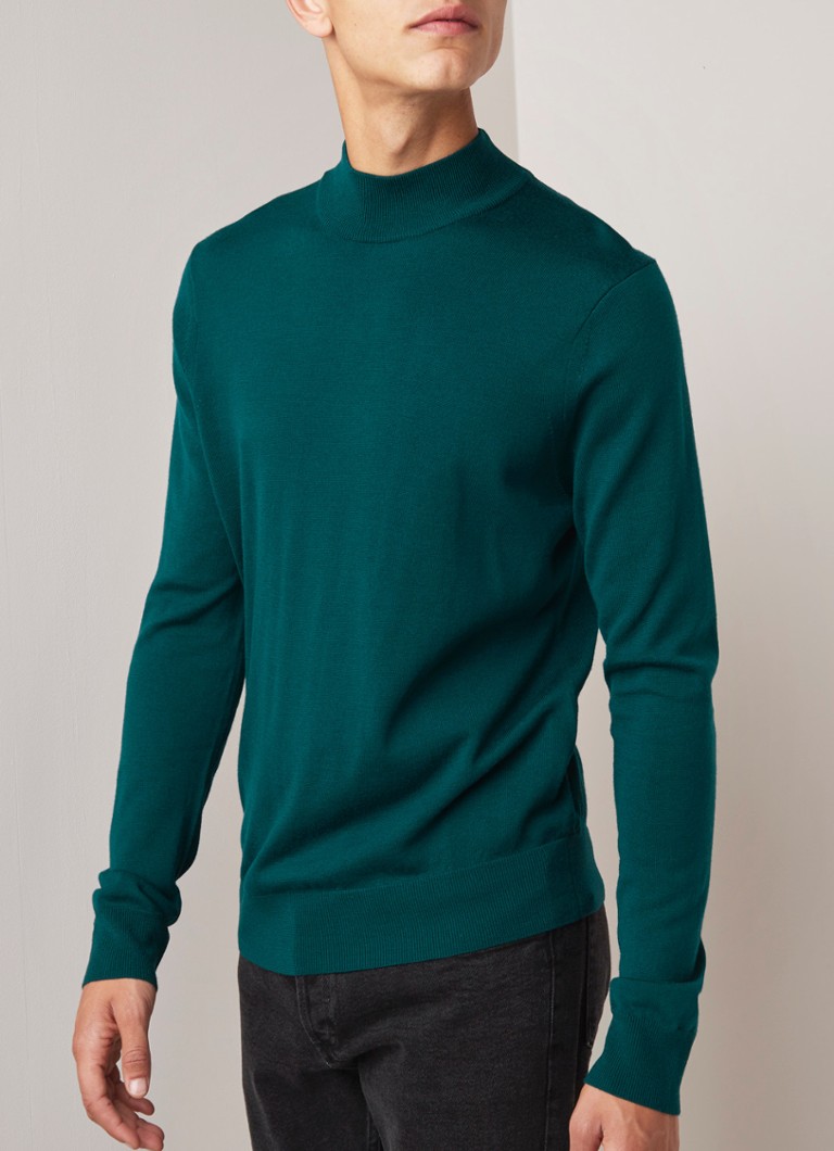 Sandro - Fijngebreide coltrui van wol - Donkergroen