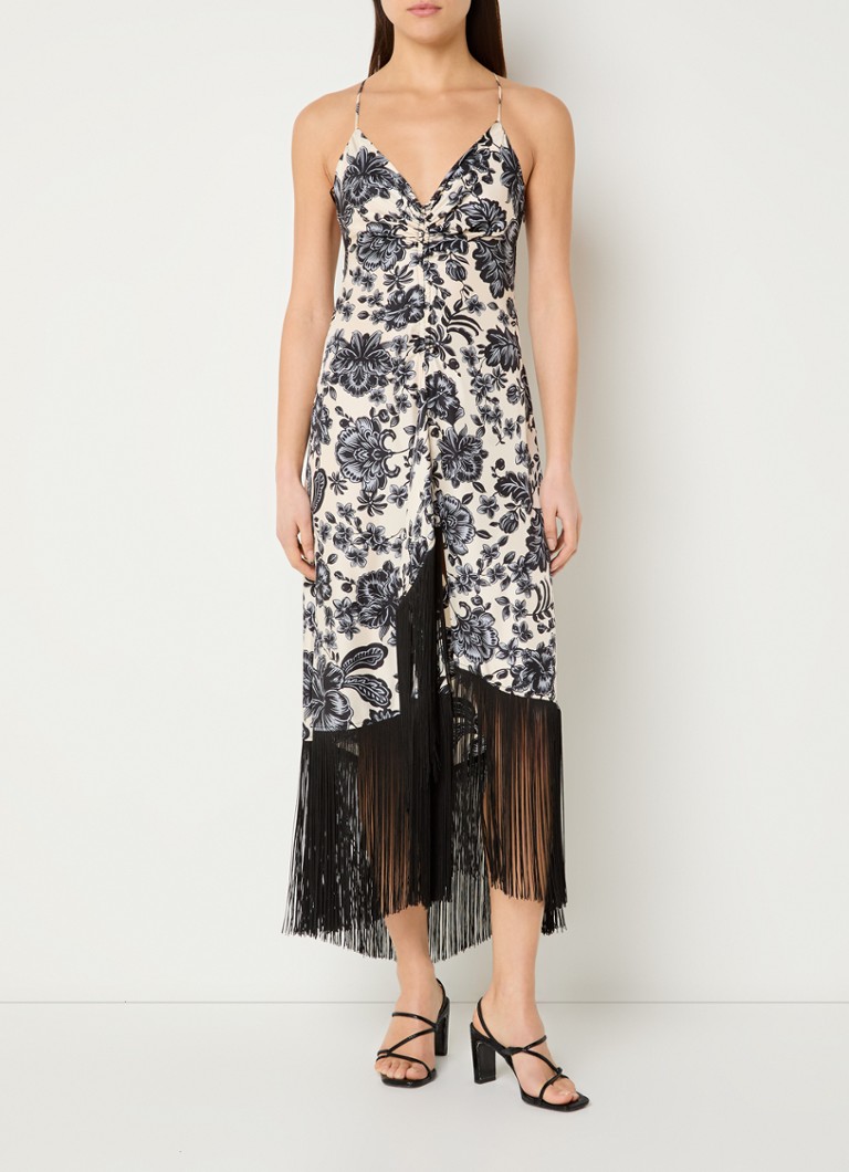 Sandro - Midi jurk van zijde met rugdecolleté - Creme