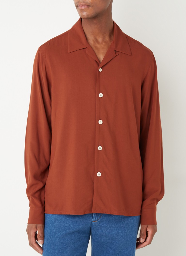 Sandro - Regular fit overhemd met lange mouw  - Roodbruin