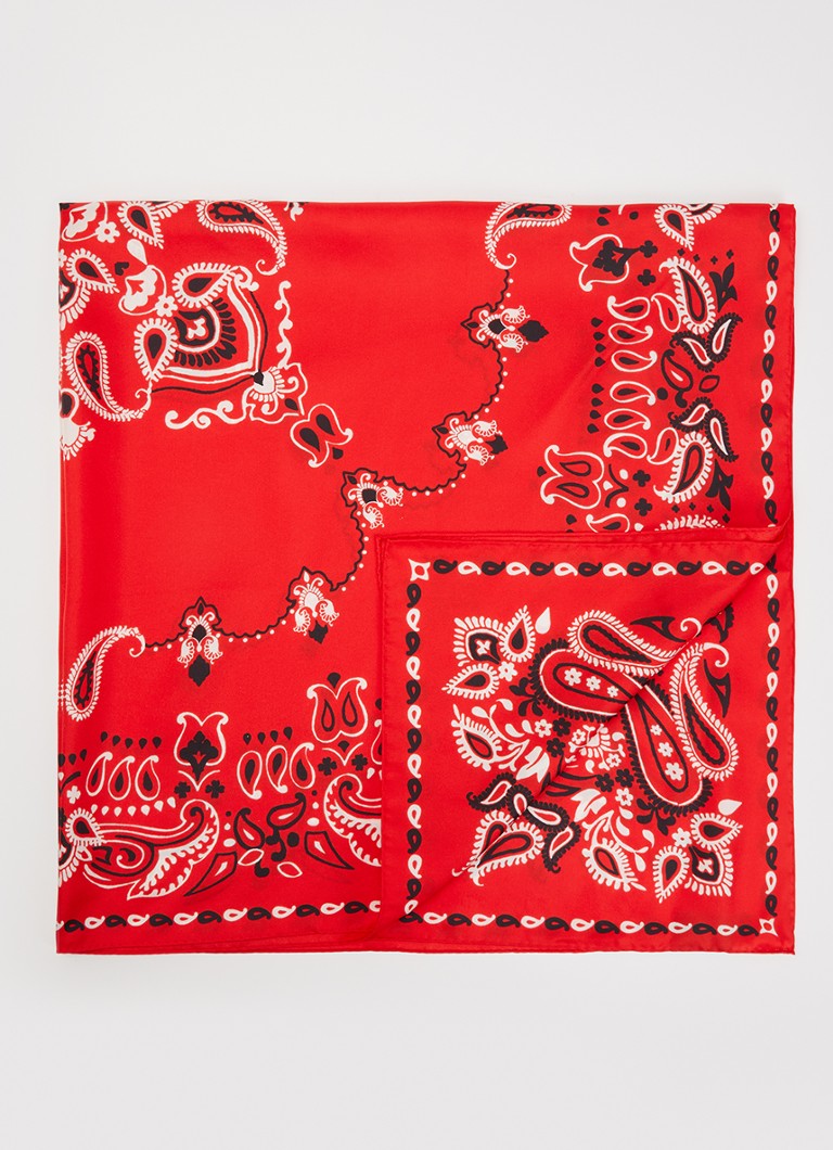 Sandro - Sjaal van zijde met paisley dessin 90 x 90 - Rood