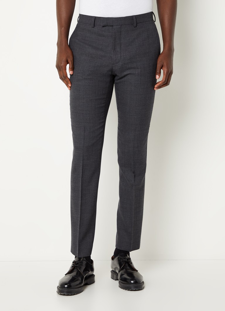 Sandro - Slim fit pantalon van wol met stretch - Donkergrijs