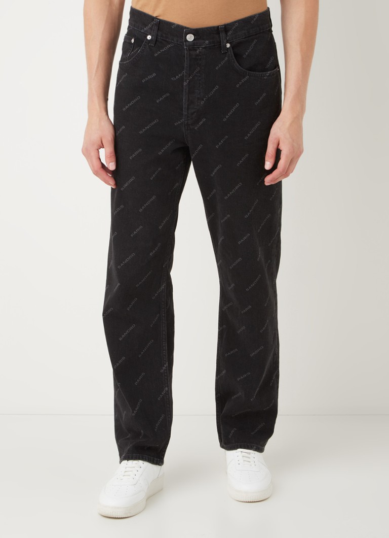 Sandro - Straight leg jeans met logoprint - Zwart