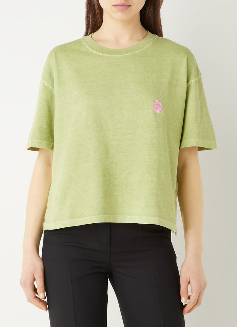 Sandro T-shirt avec bordure logo  • Vert • de Bijenkorf
