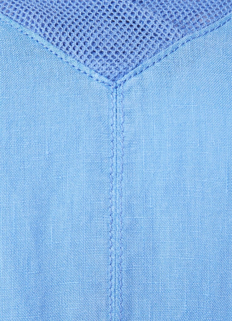 Oraal ondergoed schroef Sandwich Midi jurk van linnen met mesh details • Staalblauw • deBijenkorf.be