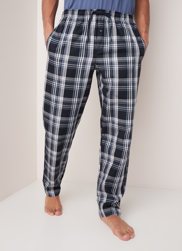 Schiesser - Pyjamabroek van katoen met ruitdessin - Donkerblauw