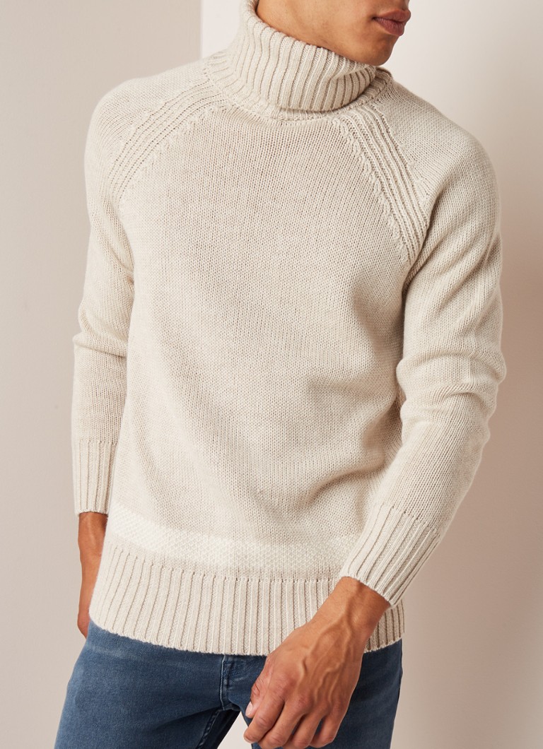 Scotch & Soda - Grofgebreide coltrui van wol - Beige