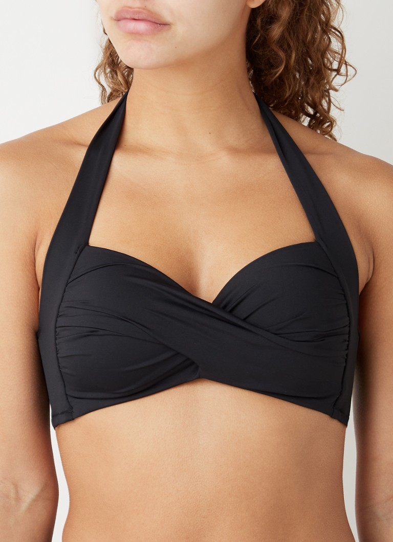 Seafolly - Twist voorgevormde halter bikinitop  - Zwart