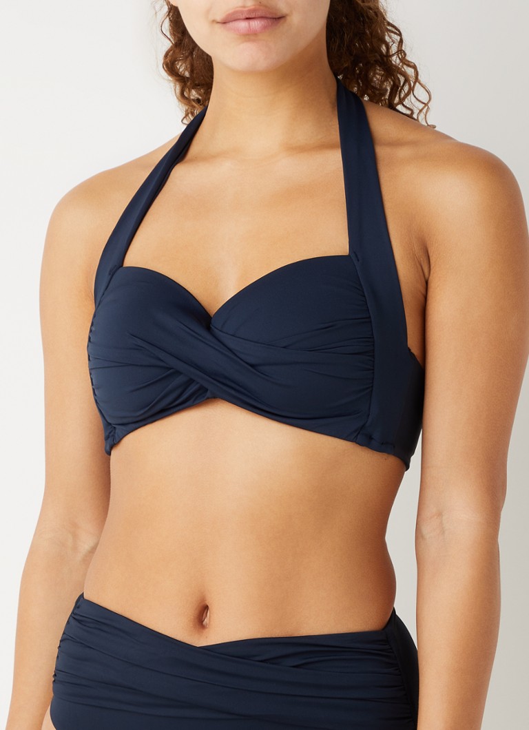 Seafolly - Twist voorgevormde halter bikinitop  - Donkerblauw