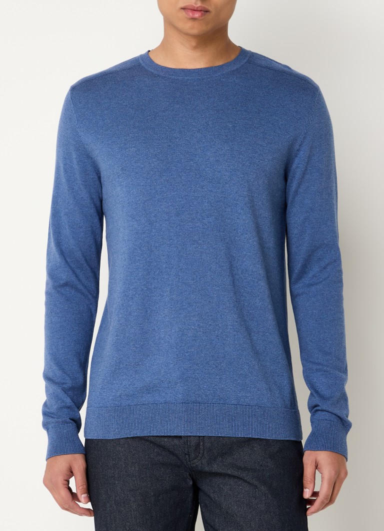Selected - Berg fijngebreide pullover met stretch - Staalblauw