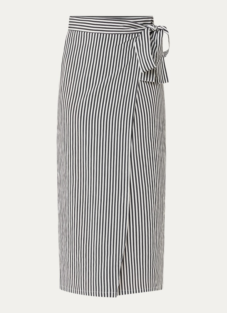 Sessùn Love midi wikkelrok met streepprint • Wit •