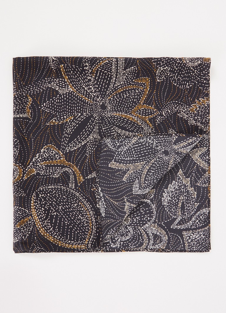 Sessùn - Sjaal met print 60 x 60 cm - Zwart