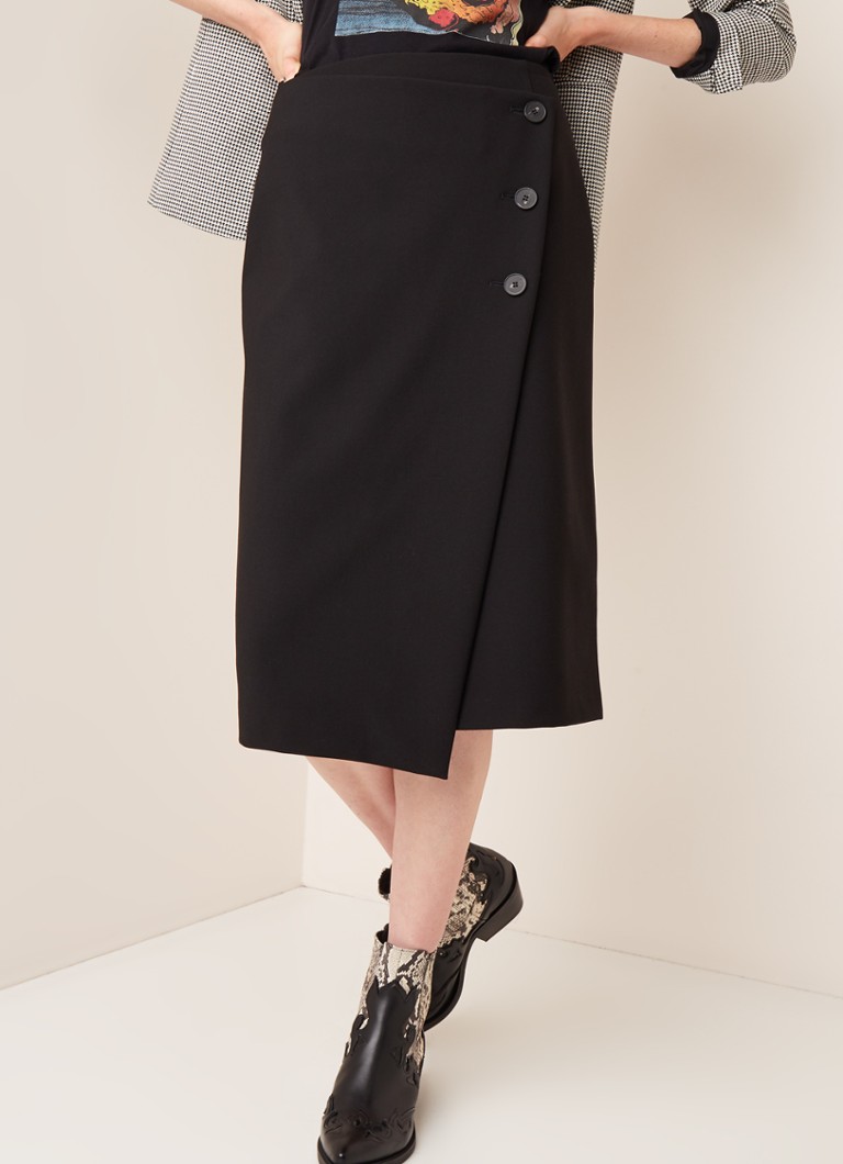 SET - Kokerrok met asymmetrische sluiting - Zwart