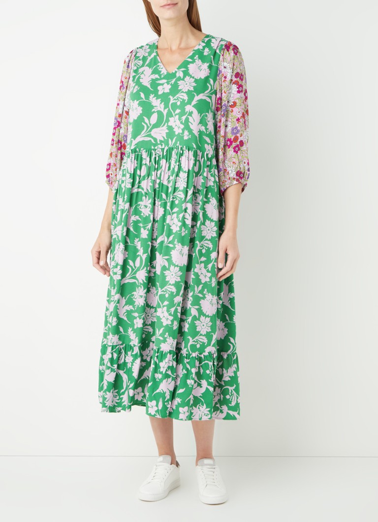 Smith & Soul - Midi jurk met bloemenprint en plooidetail - Groen