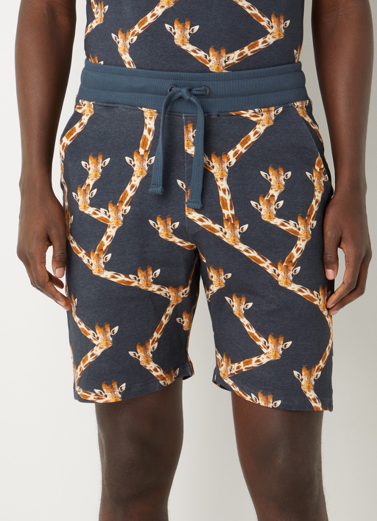 Snurk - Giraffe straight fit pyjamabroek met dierenprint - Antraciet