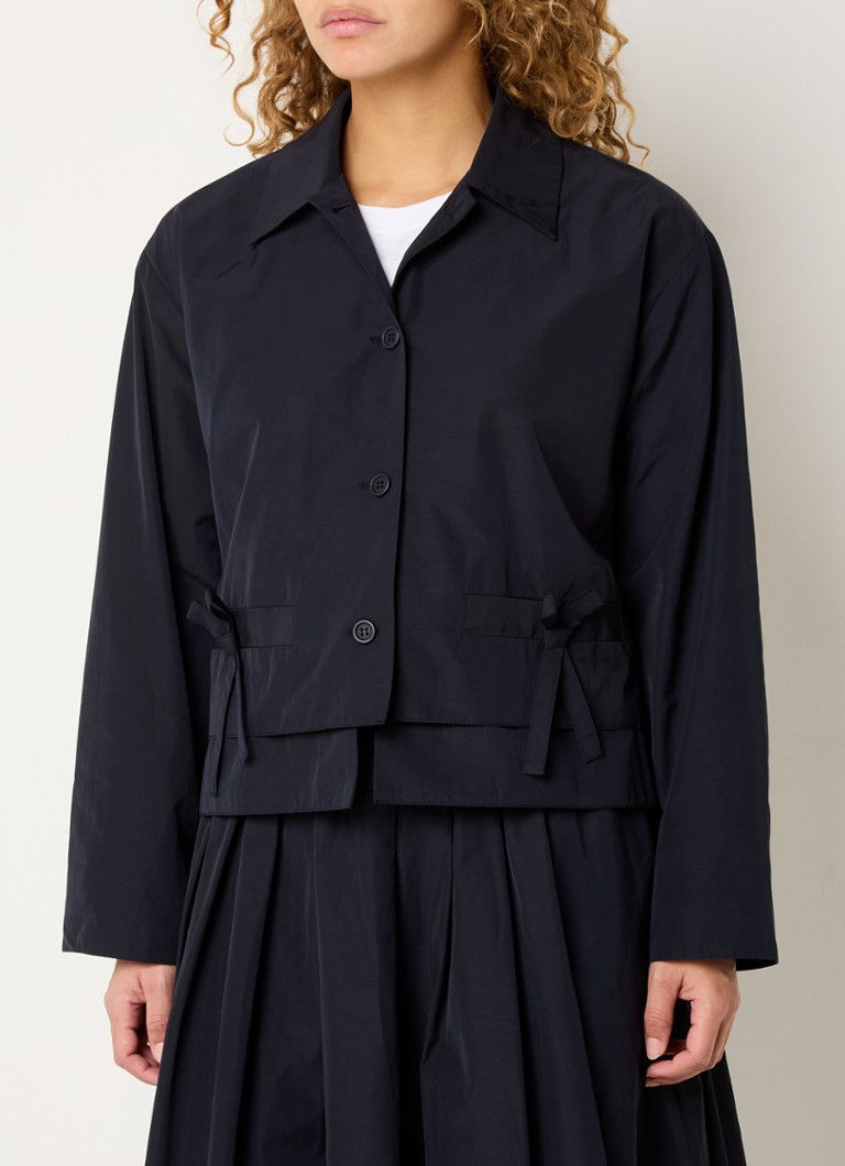 Sofie Schnoor - Gem jack met paspelzakken en strikdetail - Donkerblauw
