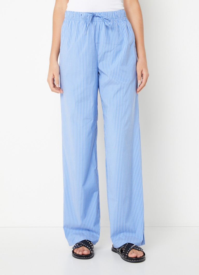 Sofie Schnoor - High waist loose fit broek met streepprint - Blauw