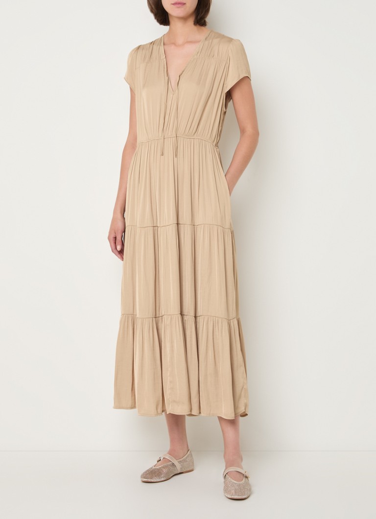 Sofie Schnoor - Jannesw midi jurk met plooidetail - Camel