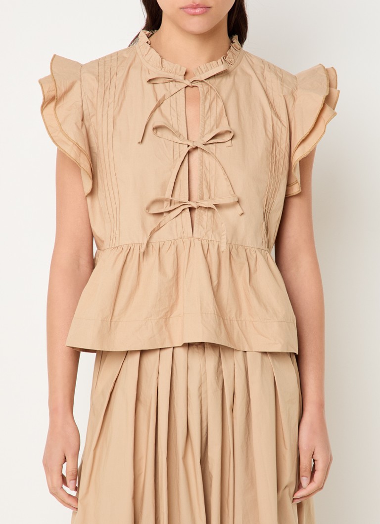Sofie Schnoor - Juliette tuniek met volant en strikdetail - Camel