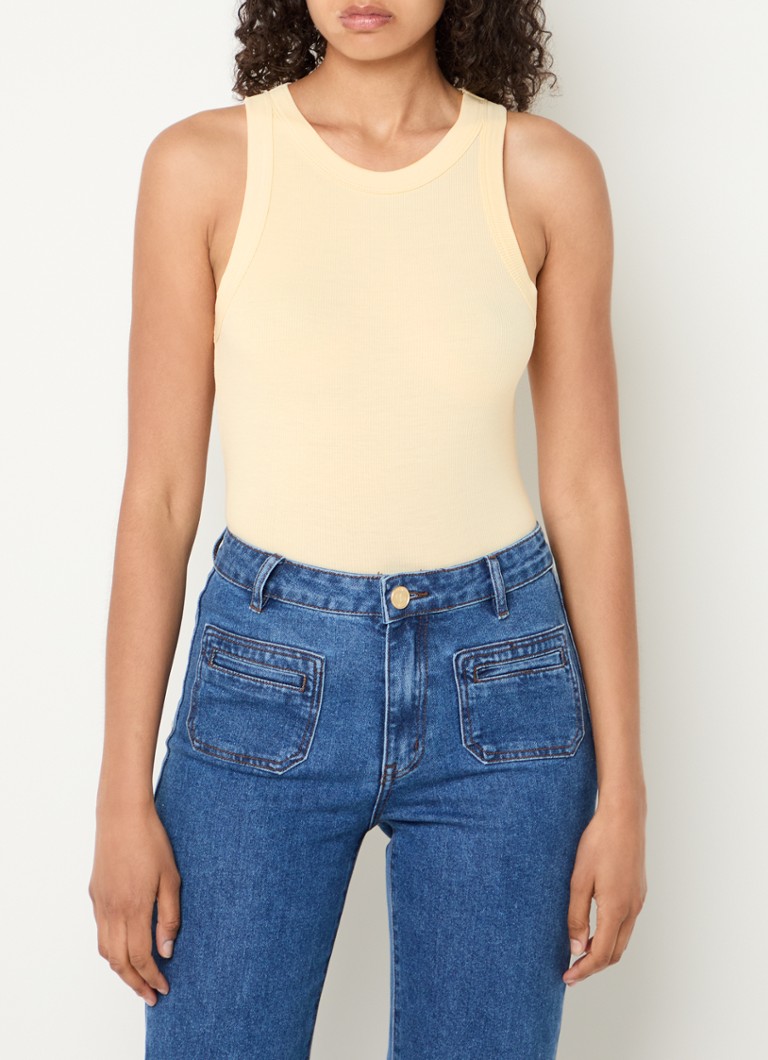 Sofie Schnoor - Tanktop met ribstructuur - Vanillegeel