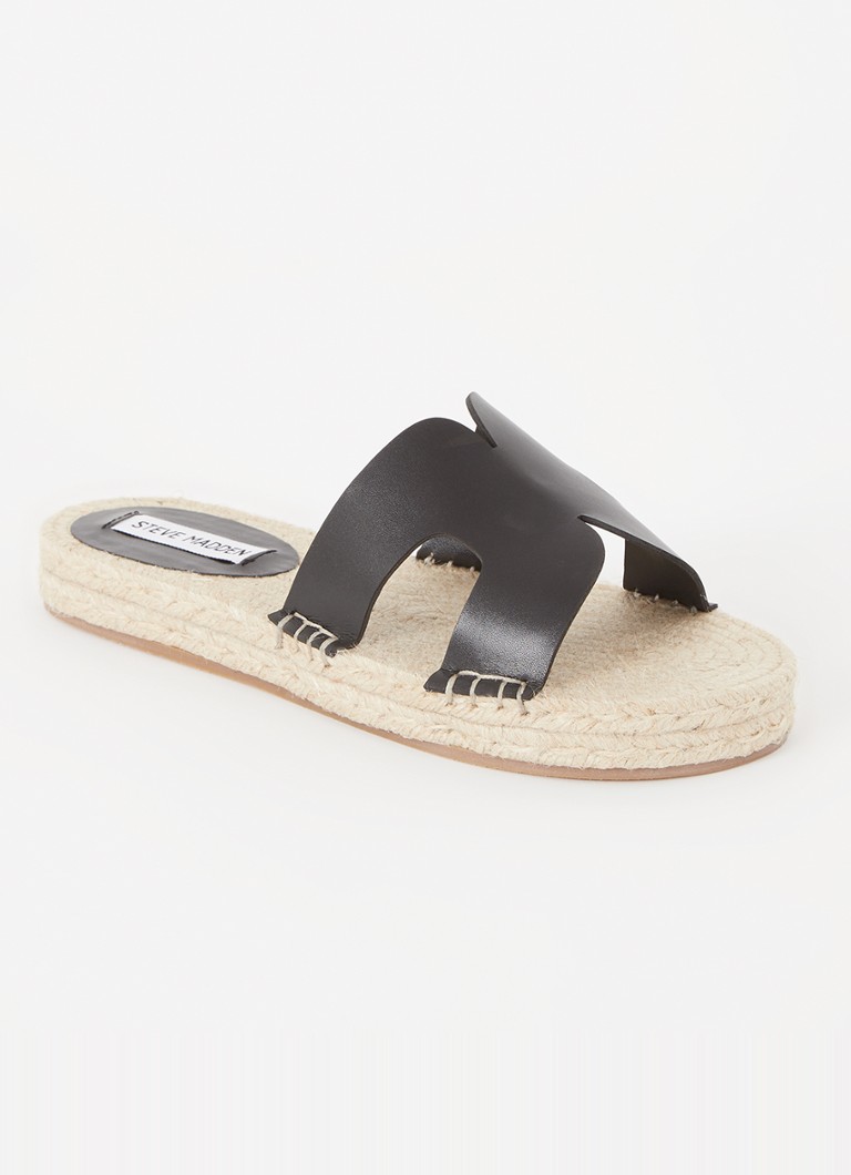 Steve Madden - Cheer Up slipper met leren details - Zwart