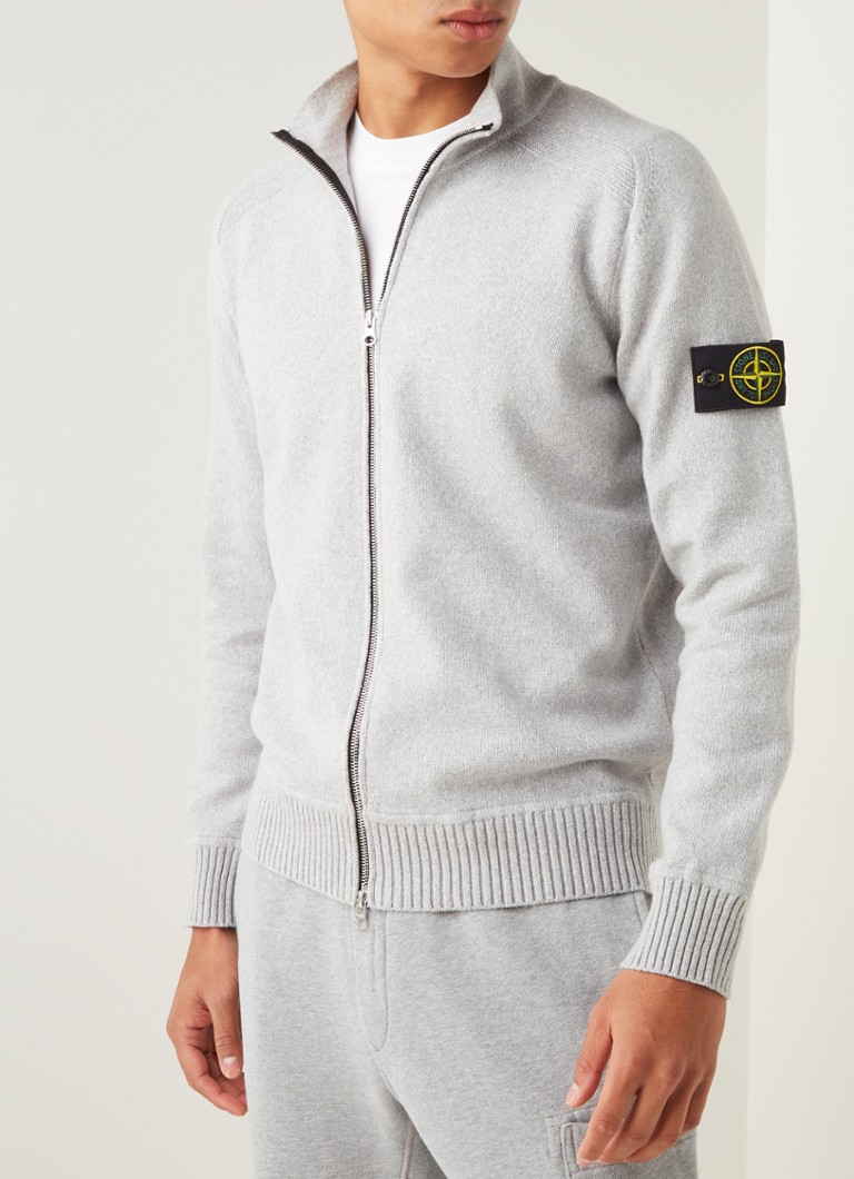 Stier dubbel Automatisering Stone Island 513A1 ribgebreid vest met logo • Lichtgrijs • deBijenkorf.be