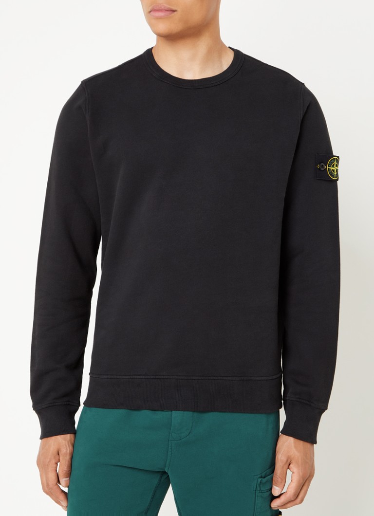 Stone Island - 62420 sweater met logo - Zwart