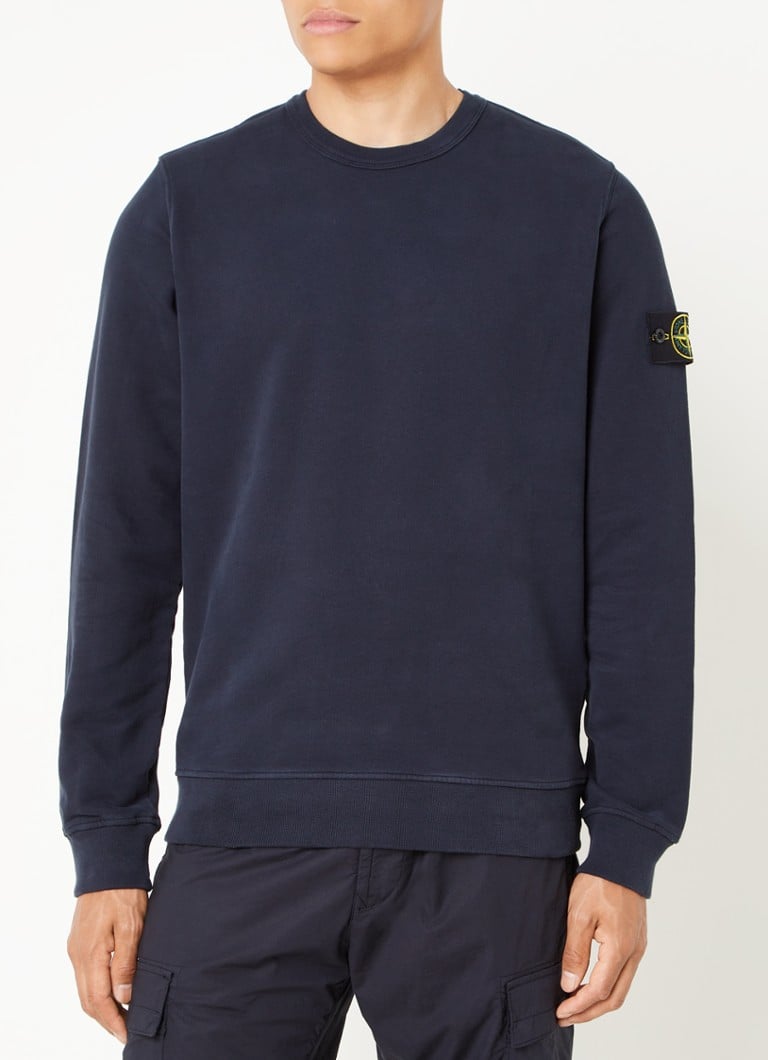 Stone Island - 62420 sweater met logo - Donkerblauw