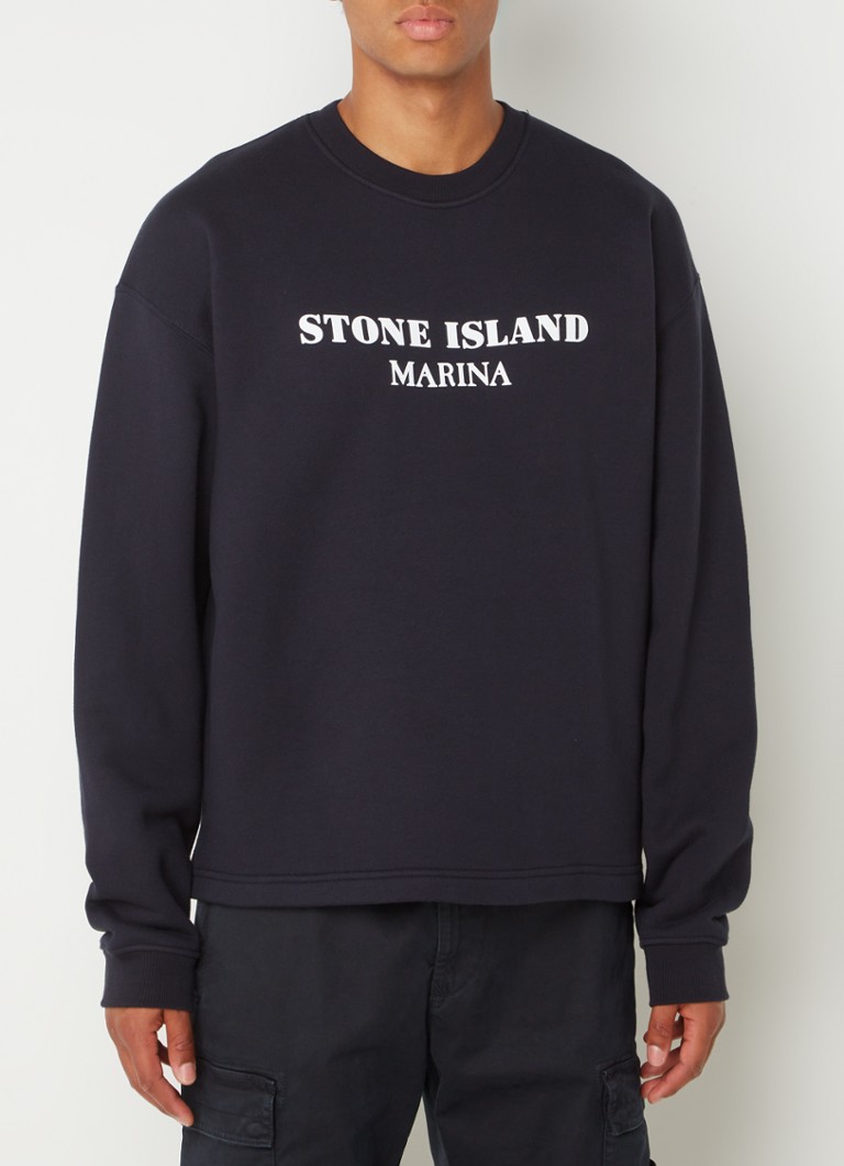 Stone Island - 77358 sweater met logo - Donkerblauw